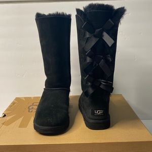 Brand New Authentic Women Tall Bailey Bow Black UGG Boots! Sz 6